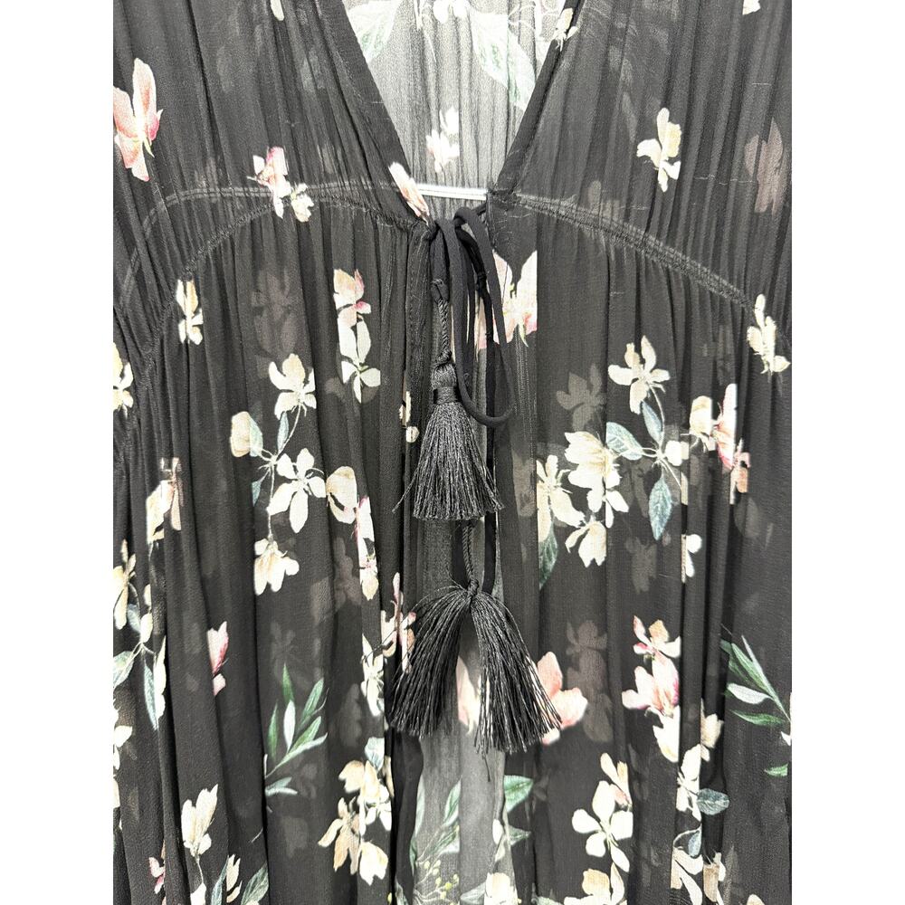 Agua Bendita floral kimono tunic beach cover-up, botanical floral pattern - Picture 7 of 15